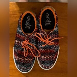 Twisted X Colorful Aztec Pattern Casual Shoes Orange Blue Lace-Up Women’s 7